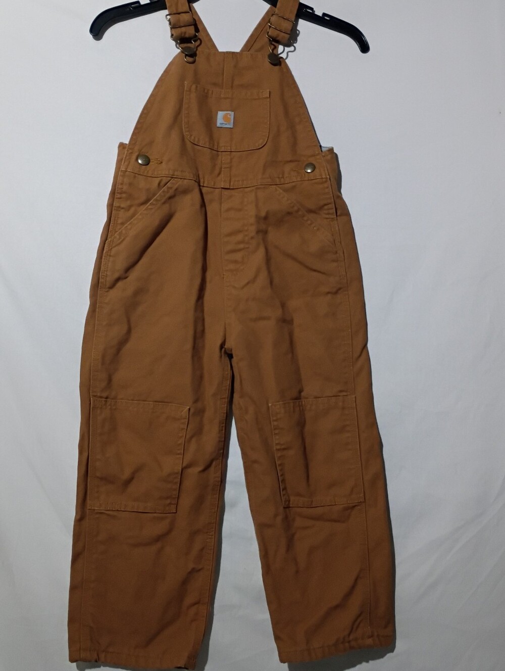 Carhartt 4T Flannel Lined Duck Bib Overalls Brown Double Knee Plaid Workwear
